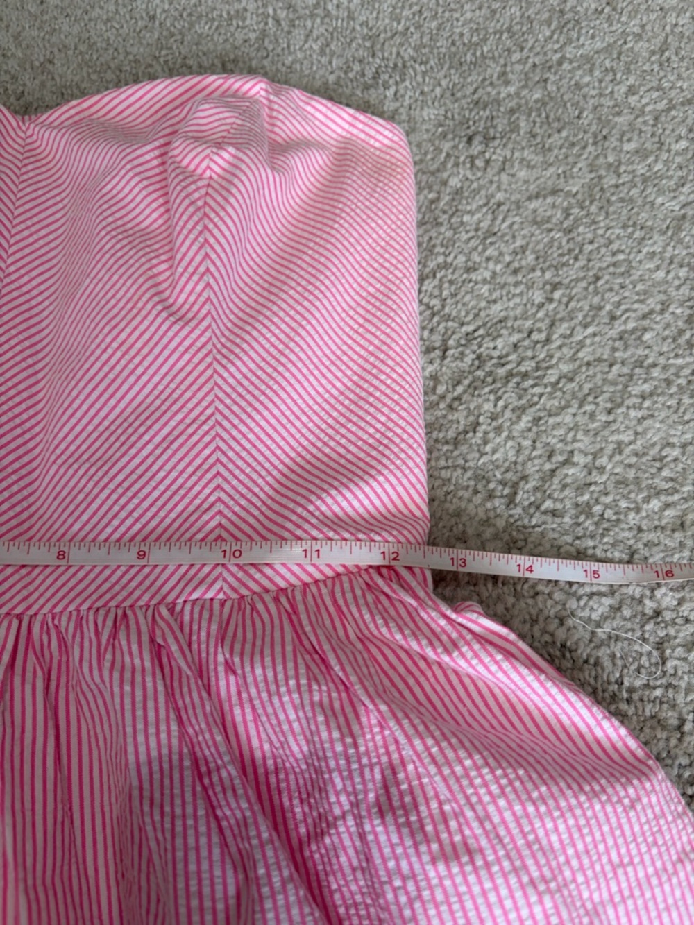NWOT Lilly Pulitzer Seersucker Richelle Strapless Dress Pink White Stripe Size 0 - Picture 14 of 15